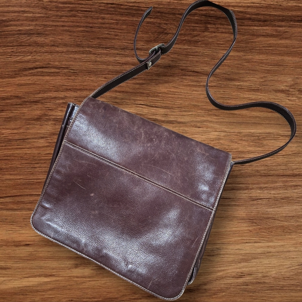 Latico Dark Brown Leather Messenger Bag